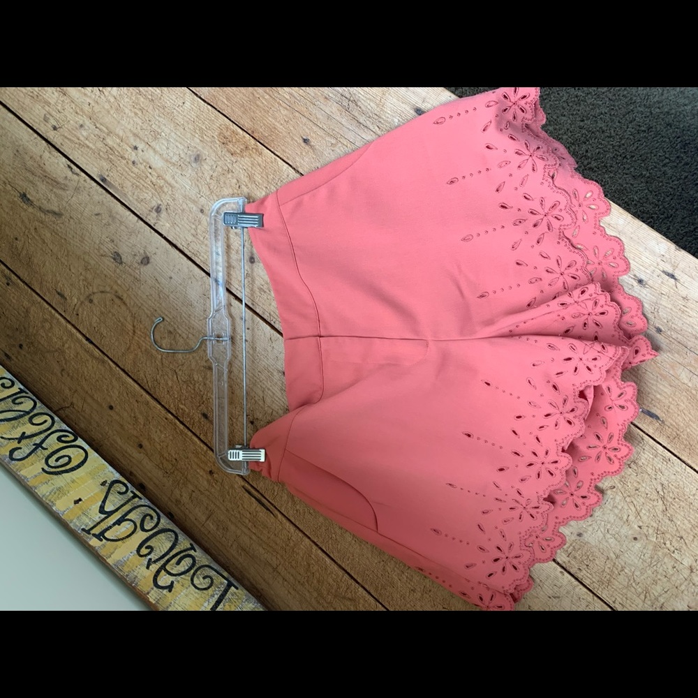 Top shop high waisted scalloped coral shorts